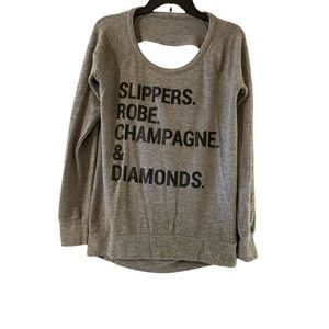 Women’s Gray Graphic Sweatshirt with Open Back by Chaser Size Small